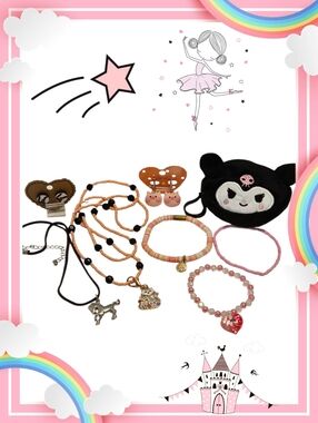 Girl's Pink And Black Jewelry Bundle